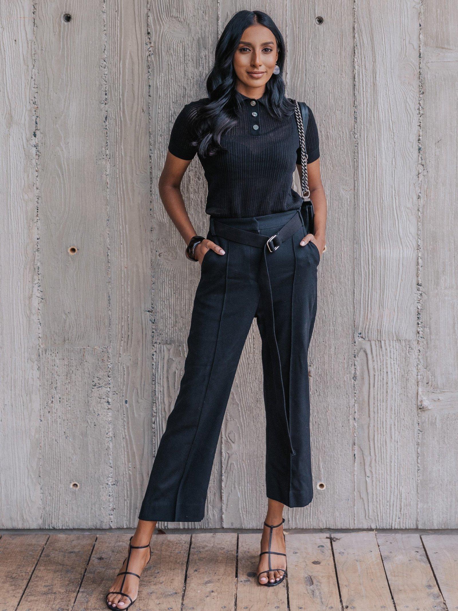 Viktoria and Woods Double Polo Knit Top Black Size 8 - Image 1