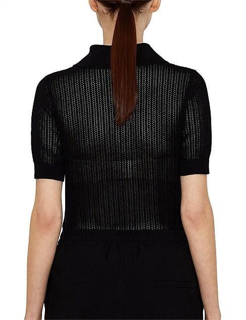 Viktoria and Woods Double Polo Knit Top Black Size 8 - Image 4
