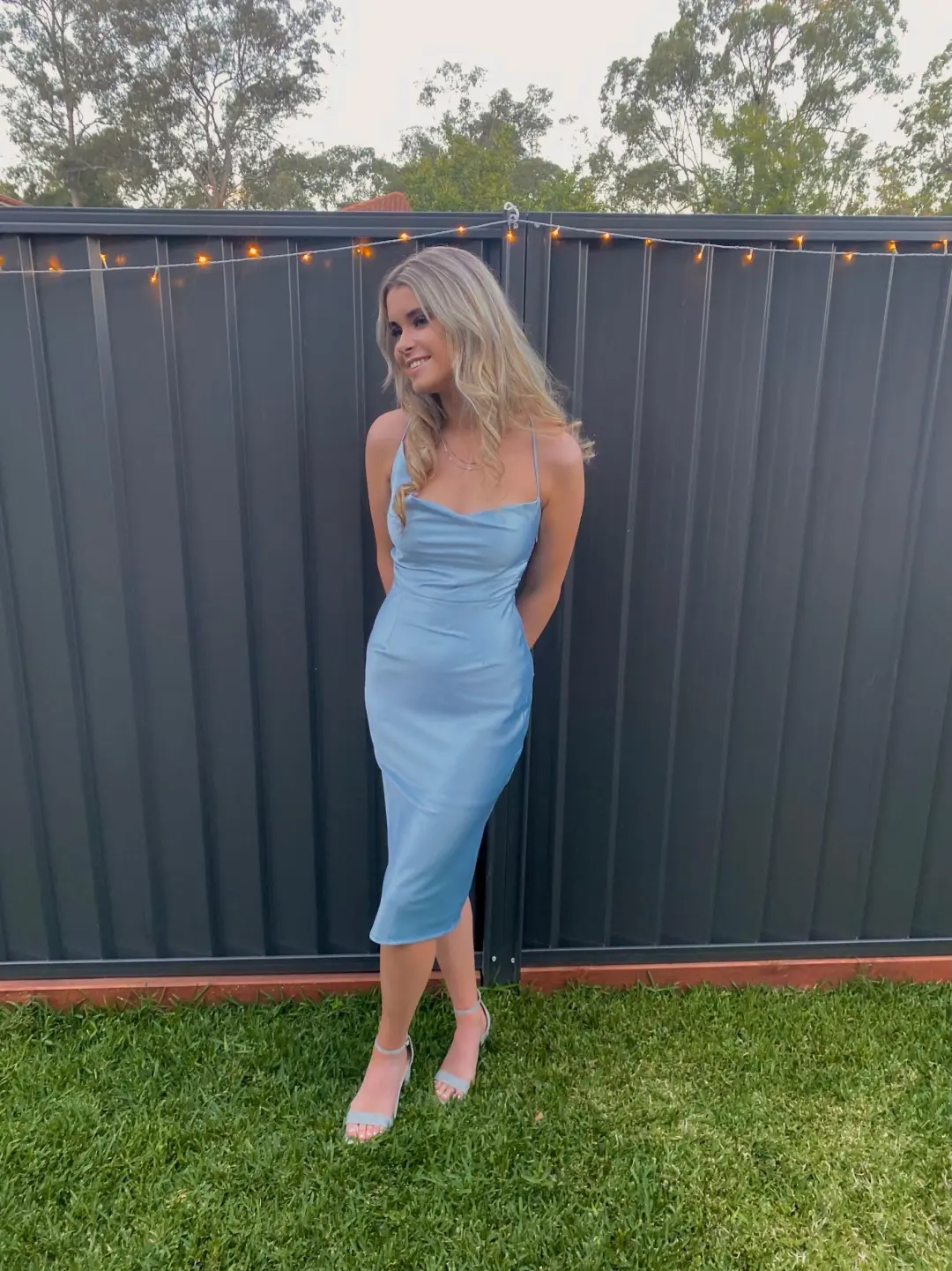 Runway Goddess, Blue Silk Dress, Size 6 for rent on The Volte - main image