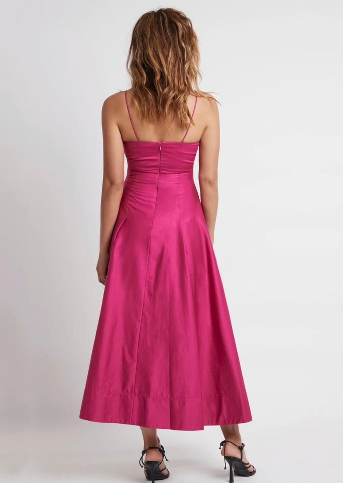 Aje Solstice Strappy Ring Midi Dress Fuchsia Size 8 - Image 3
