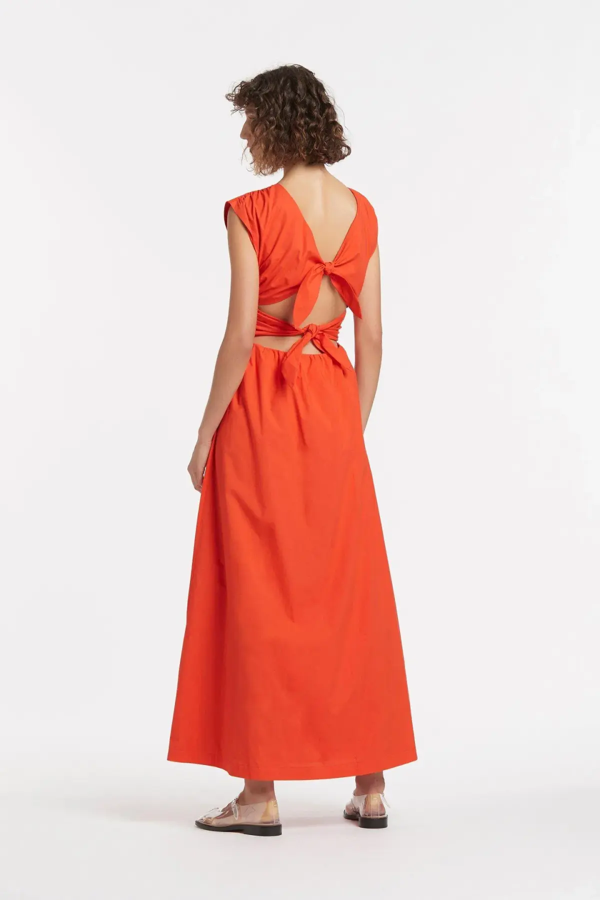 Aje Anja Tie Midi Dress Mandarin Red Size 8 - Image 3