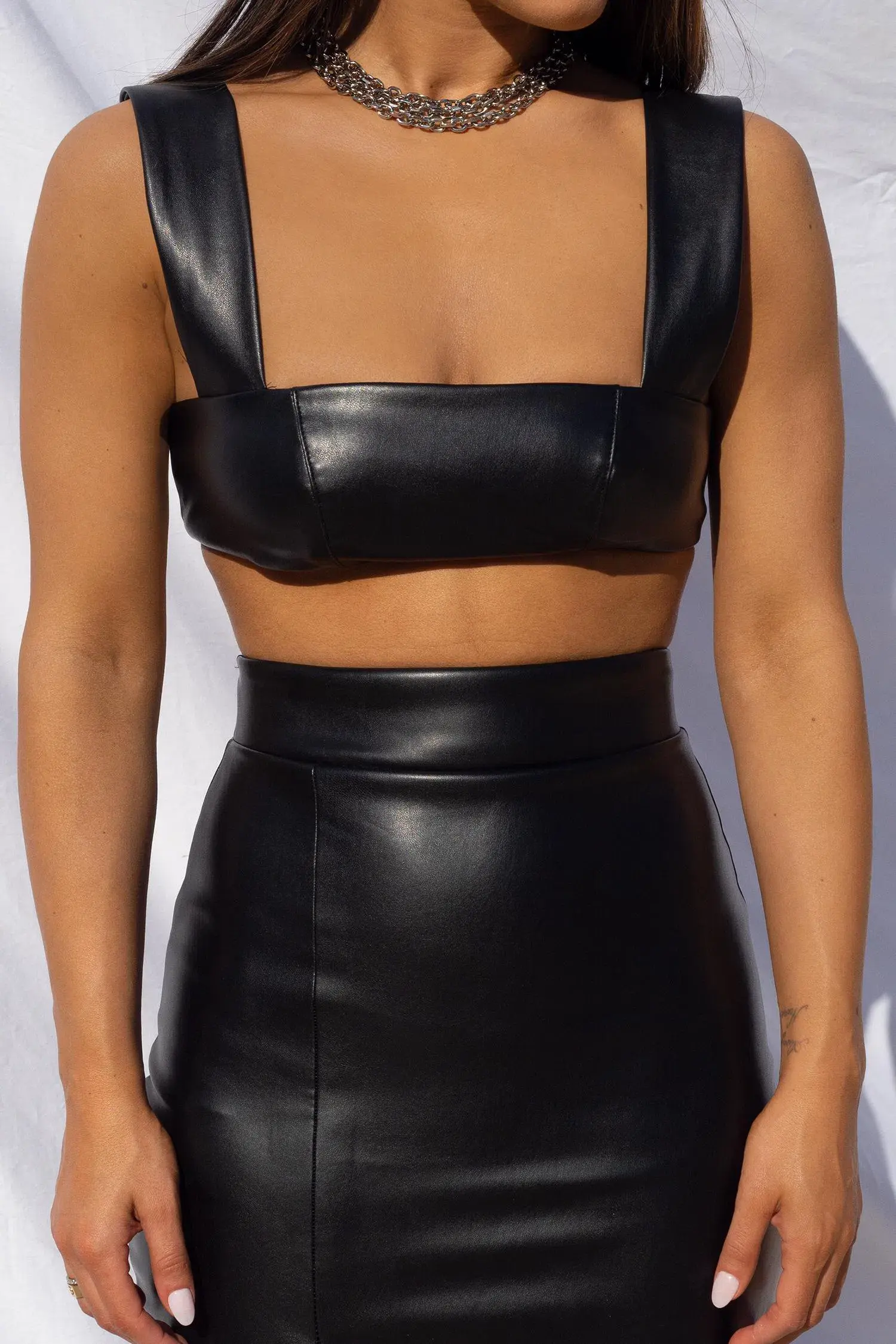 Effie Kats Thigh Split Midi Skirt and Crop Top Set Black Size XS / AU 6 - Image 5