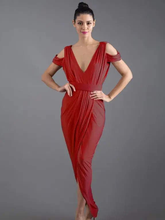 Pia Gladys Perey dress in red wine colour sz 16 (1 of 2) - Image 1