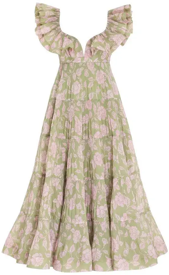 Zimmermann The Lovestruck Pleated Gown Floral Print Size 2 / AU 12 for rent on The Volte - main image