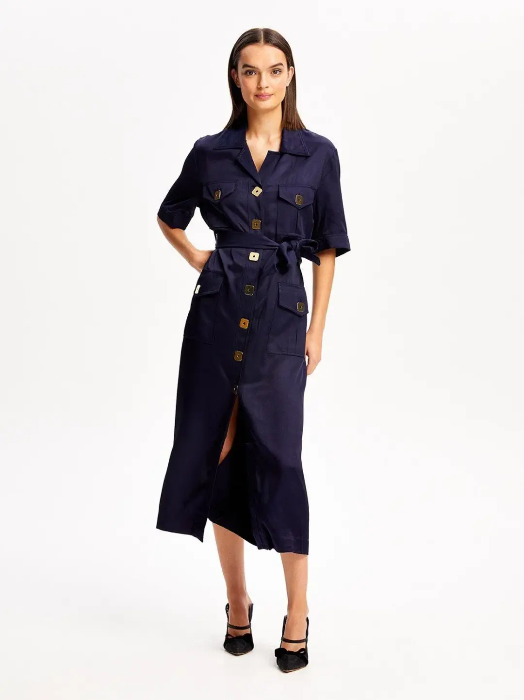 ALICE MCCALL NAVY PALOMA MIDI DRESS - SIZE 6 AU/2 US (RRP $425) for rent on The Volte - main image