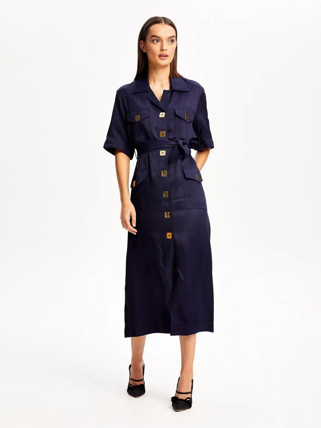 ALICE MCCALL NAVY PALOMA MIDI DRESS - SIZE 6 AU/2 US (RRP $425) for rent on The Volte - main image