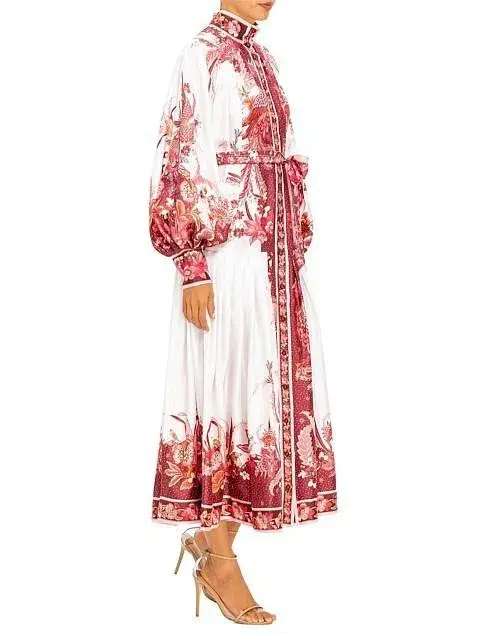 Zimmermann Wavelength Placement Midi Dress Pink Phoenix Size 1 / Au 10 - Image 3