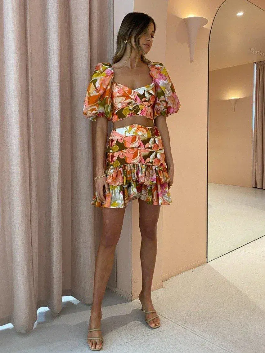 Acler Porter Skirt & Top Set Print Size 8 - Image 1