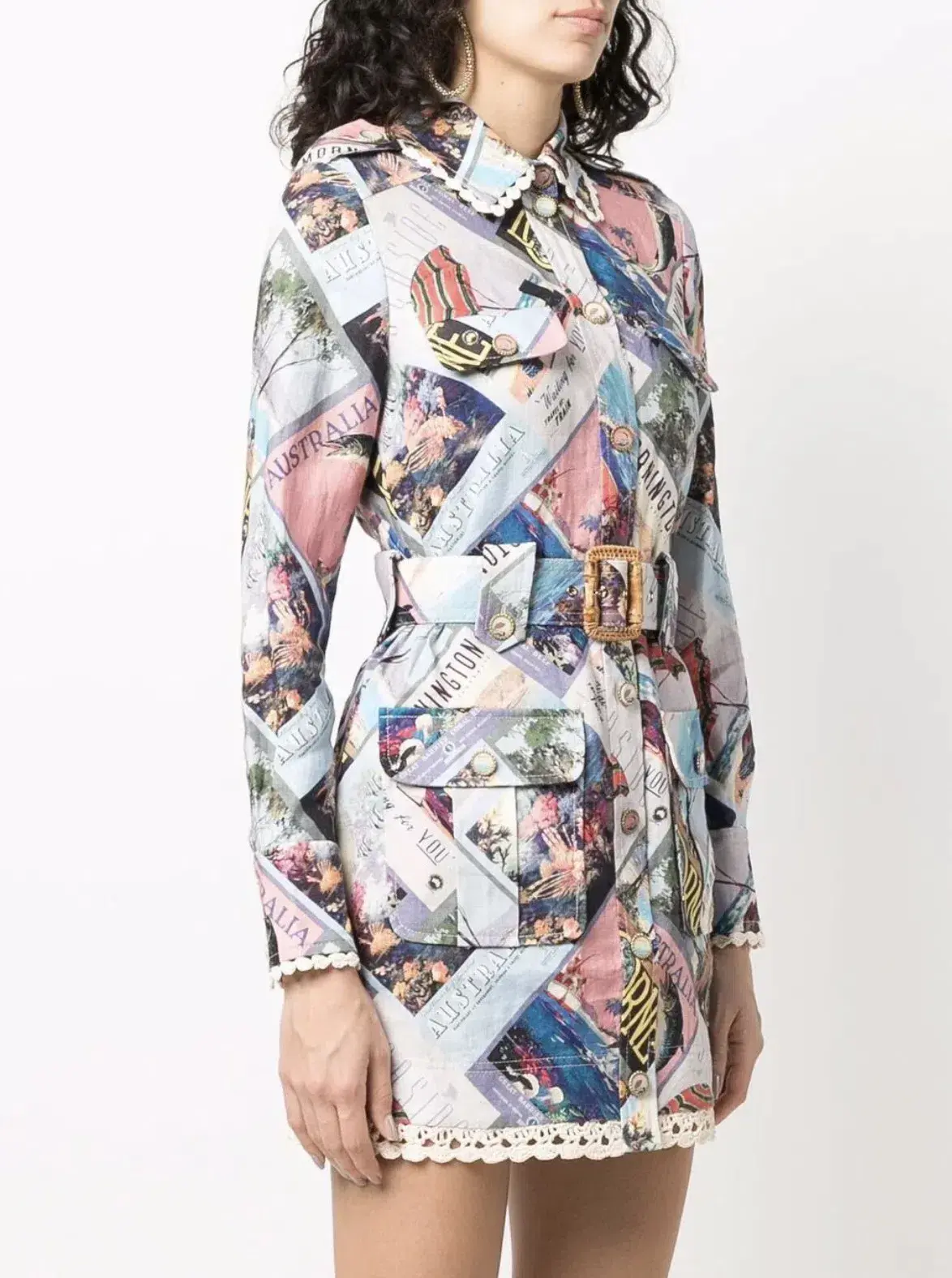 Zimmermann Postcard Shirt Mini Dress Print Size 0 - Image 2
