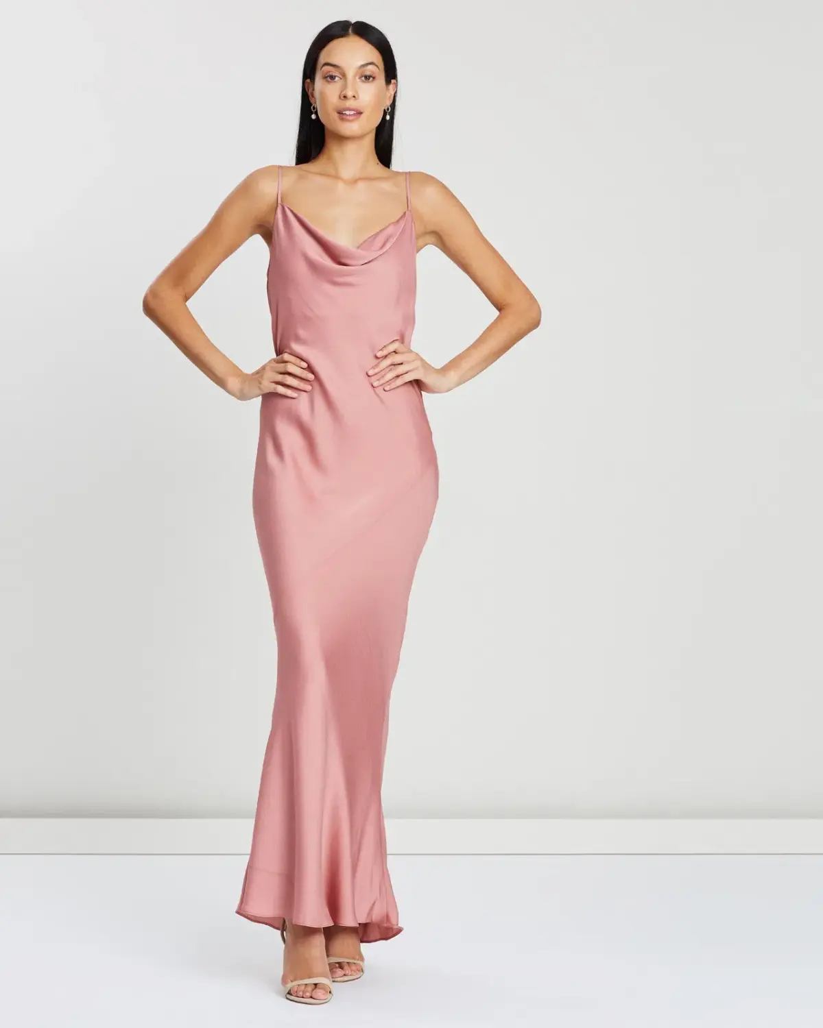 Shona Joy Luxe Bias Cowl Slip Dress Rose Size 14  - Image 1