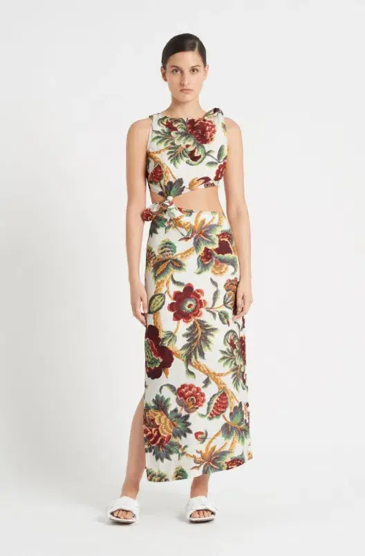 Sir The Label Ambrois Knot Dress Midi Floral Print | AU 6 - Image 1