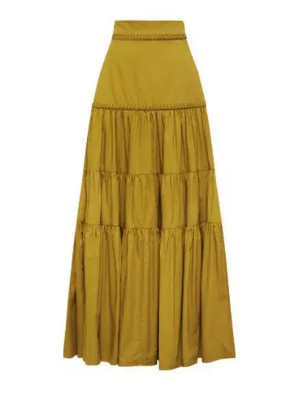Aje Medina Cropped Top and Casabianca Tiered Skirt Set Yellow Size 8 - Image 6