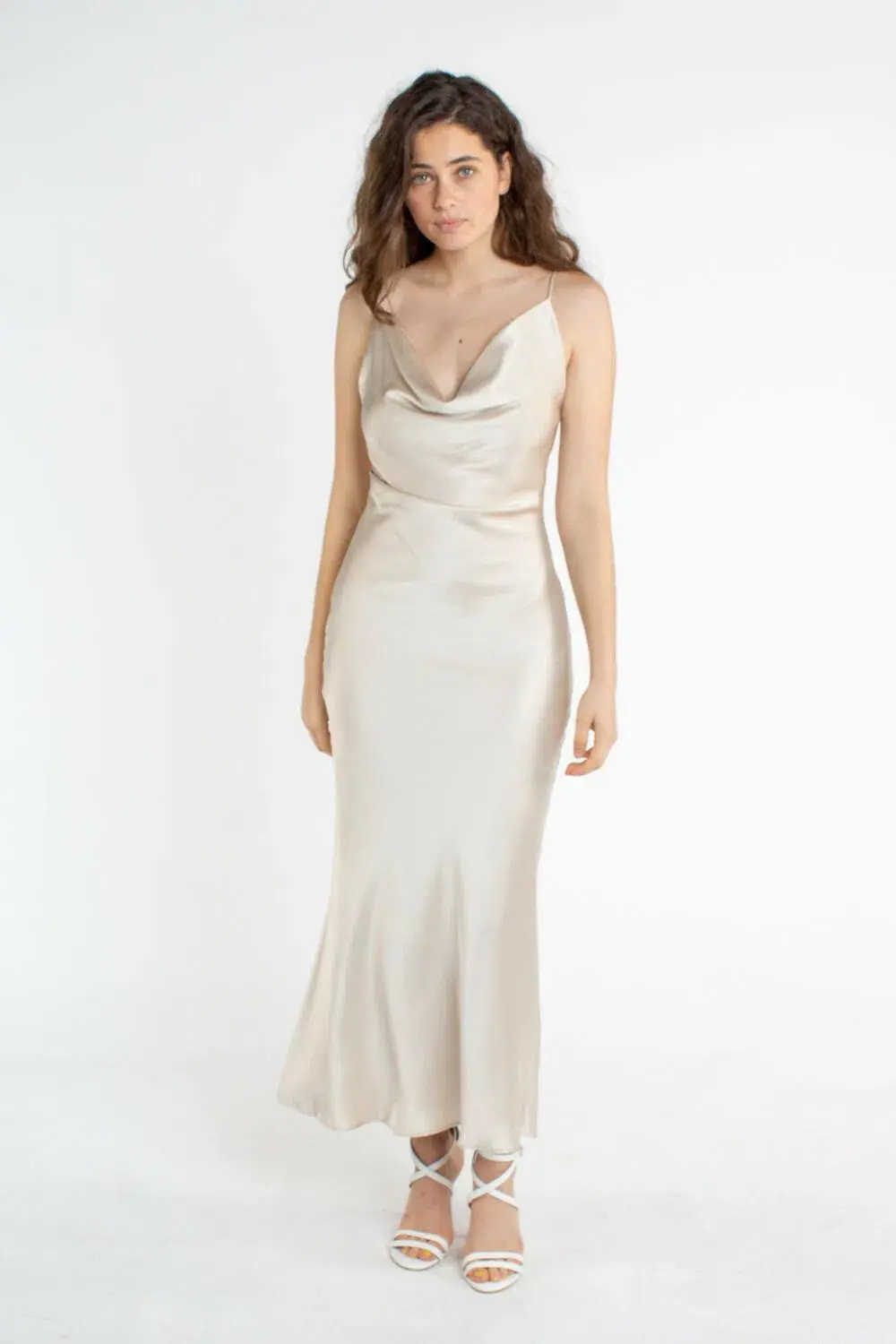 Bec & Bridge The Dreamer Cowl Dress Sand Size 12  for rent on The Volte - main image