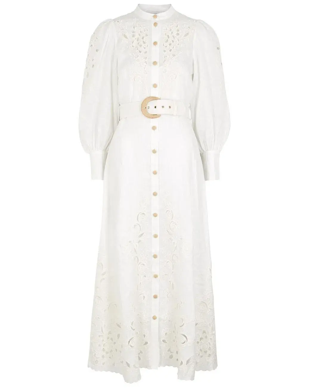 Zimmermann Peggy Embroidered Linen Midi Dress Ivory Size 6 - Image 3