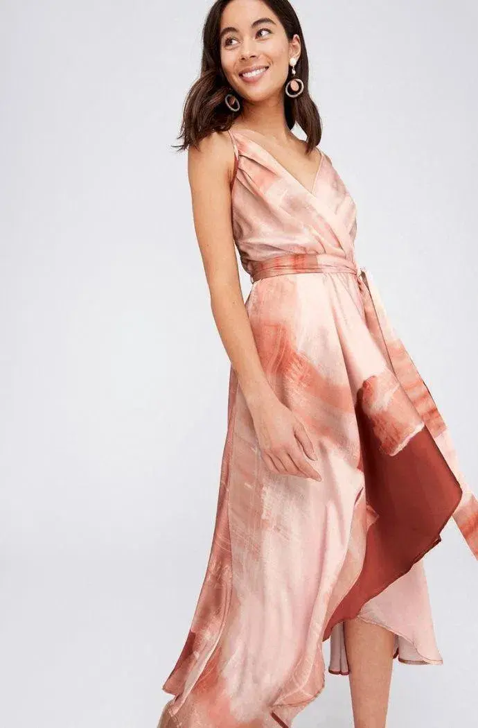 Sheike V Neck Sleeveless Dress Peach Size 14 - Image 2