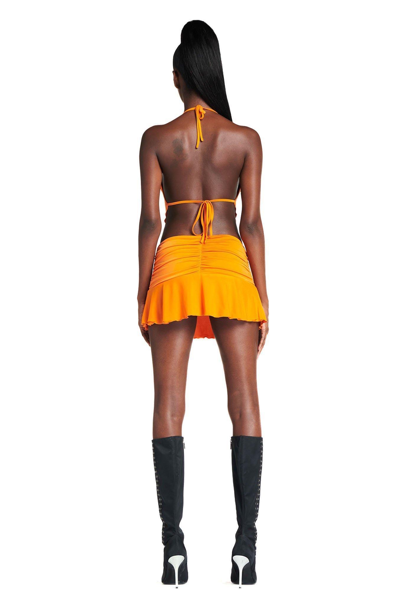I. AM. GIA Circe Crop Top Size S/M & Skirt Size S Set Orange - Image 3