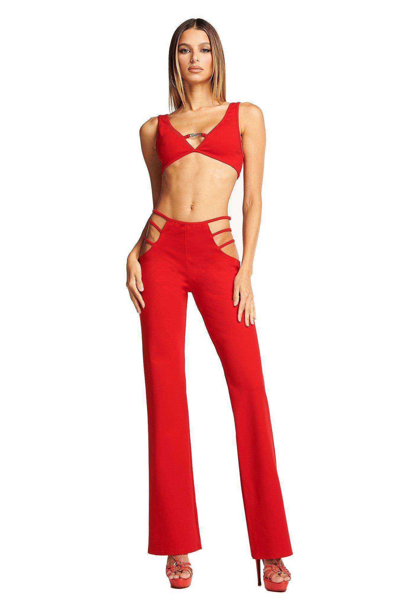 I. AM. GIA Lucid Crop Top & Pants Set Red Size S - Image 1