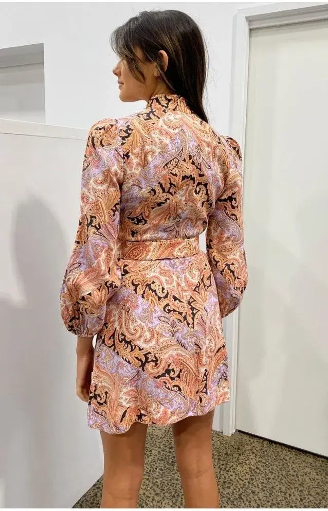 Zimmermann Botanica Chevron Mini Dress Print Size 2 / Au 12 - Image 3
