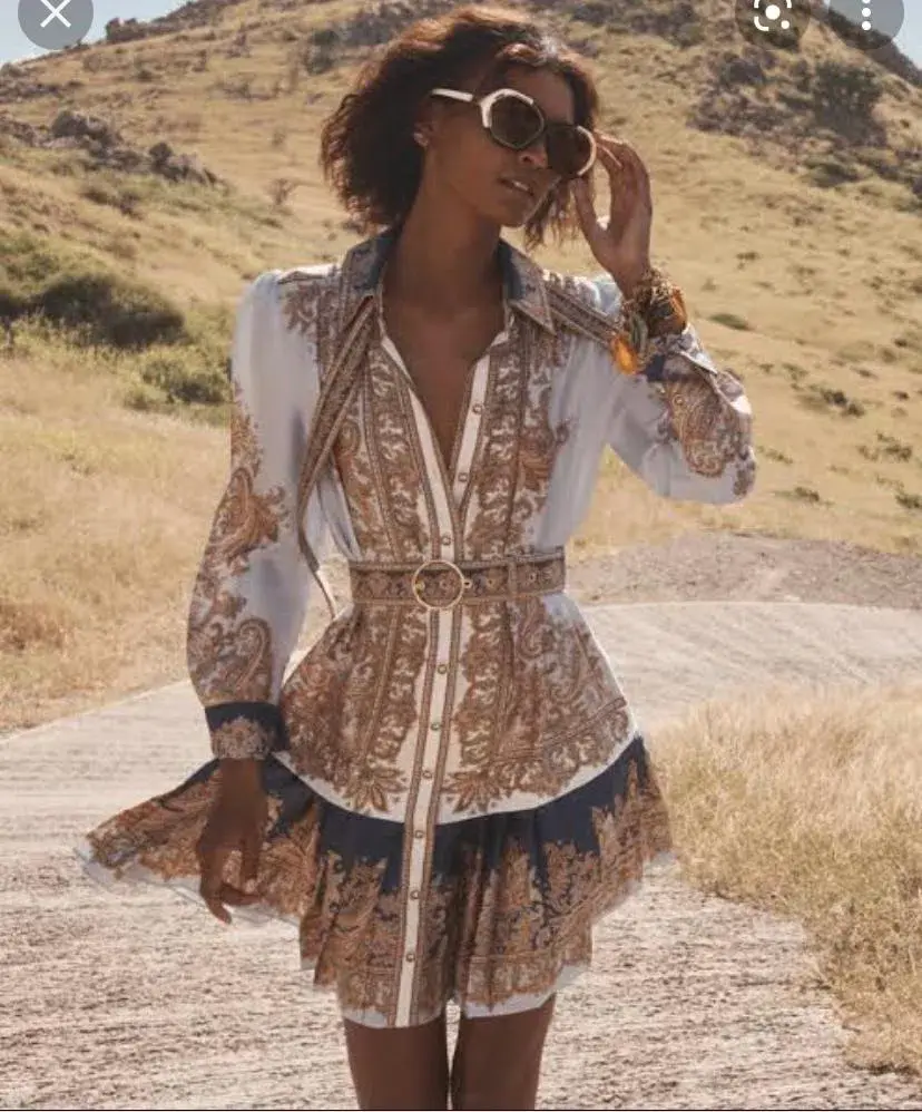 Zimmermann Luminous Silk Paisley Mini Dress Print Size 1/Au 10 - Image 3