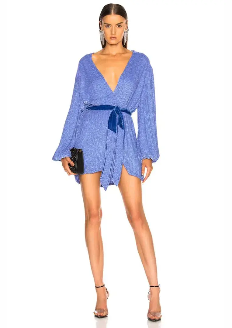 Retrofete Gabrielle Robe Mini Dress Purple Sequin Size 8 - Image 1