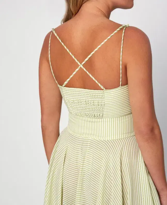 BY JOHNNY Pistachio Stripe Sun Dress Size 12 - Image 7