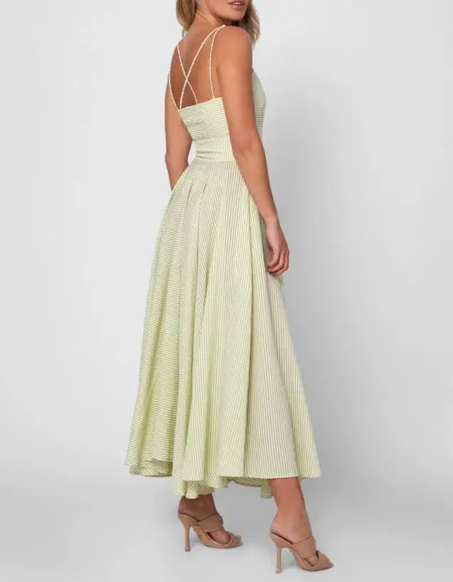 BY JOHNNY Pistachio Stripe Sun Dress Size 12 - Image 6