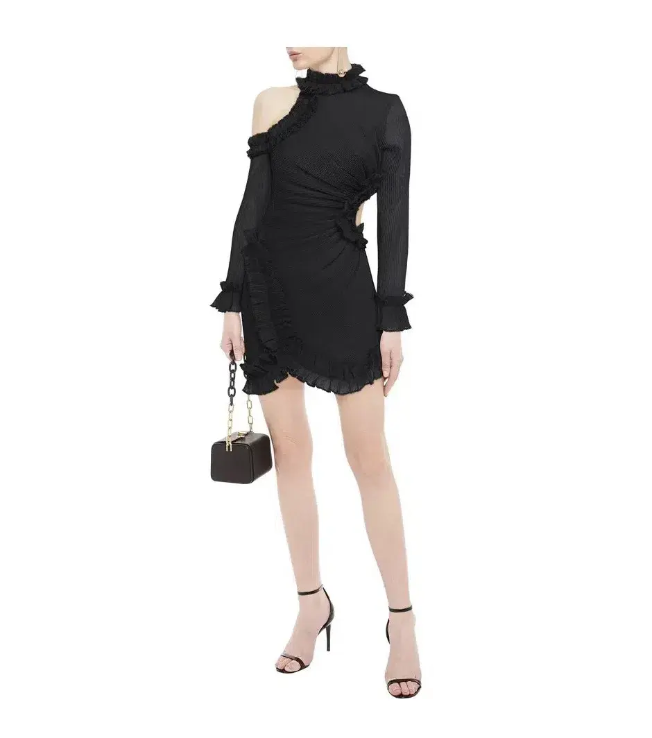 Zimmermann Moncur Ruffle Neck Mini Dress Black Size 2 / Au 12 - Image 1
