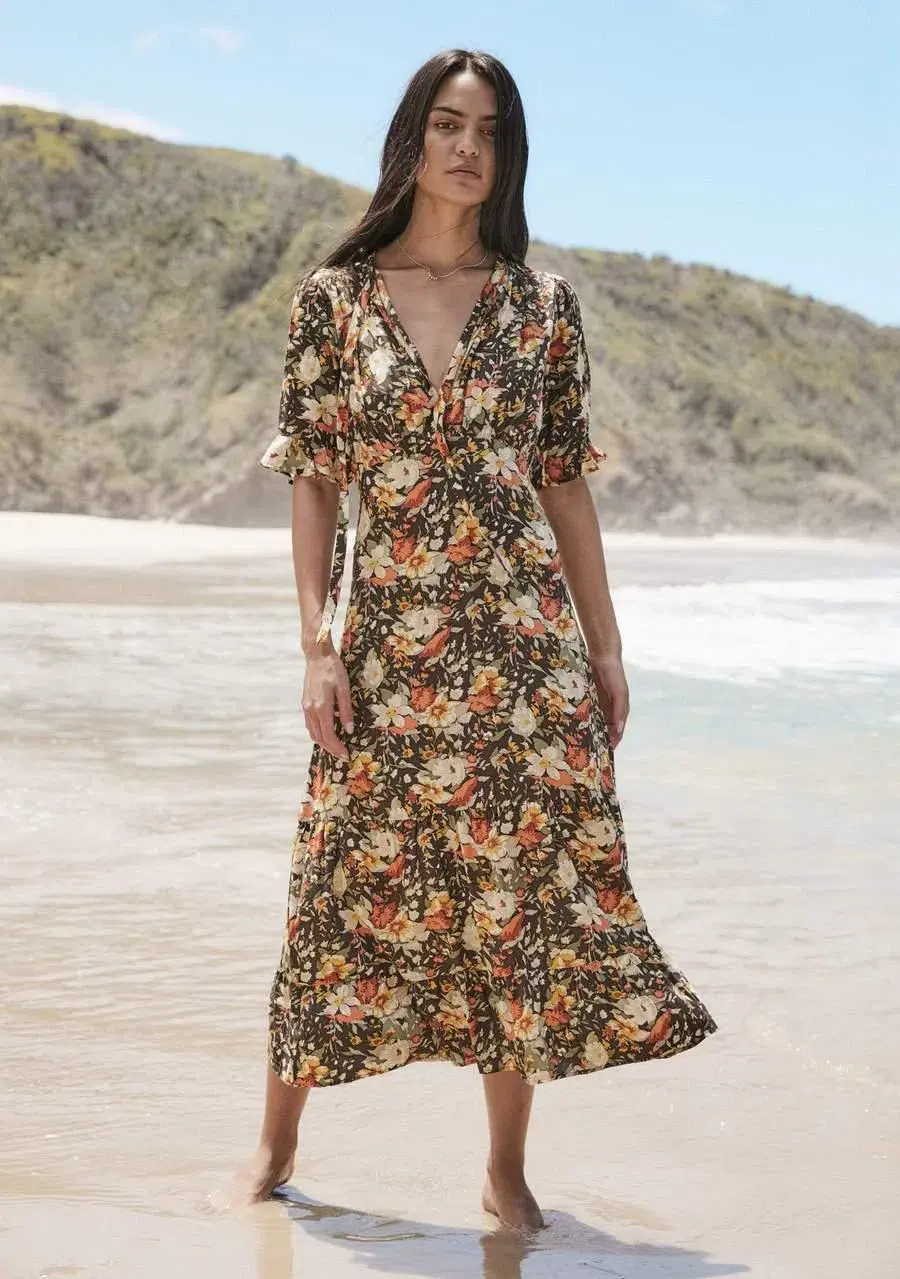 Auguste the Label Wild Flower Viola Midi Dress Print Size 8 - Image 1