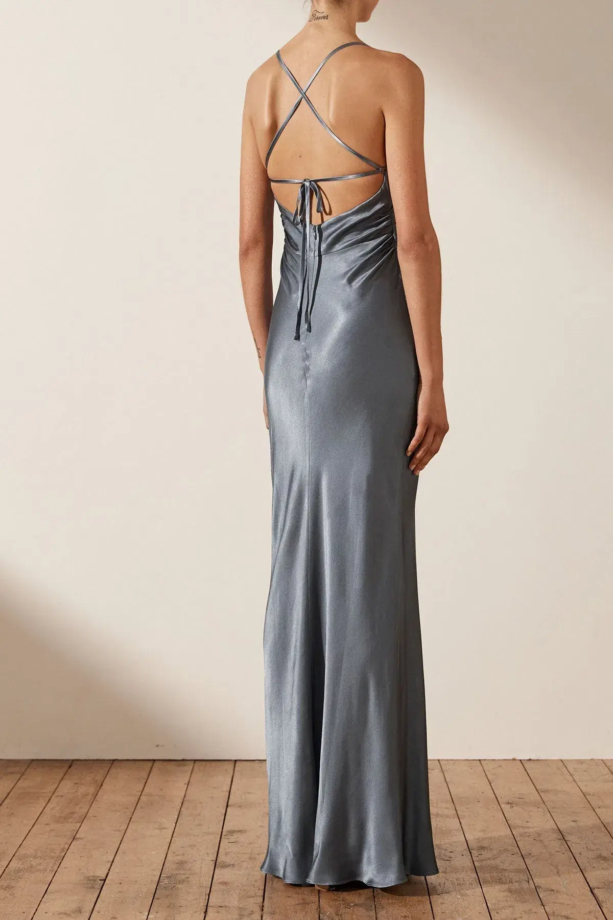 Shona Joy La Lune Lace Back Maxi Dress in Blue Smoke Size 10 - Image 2