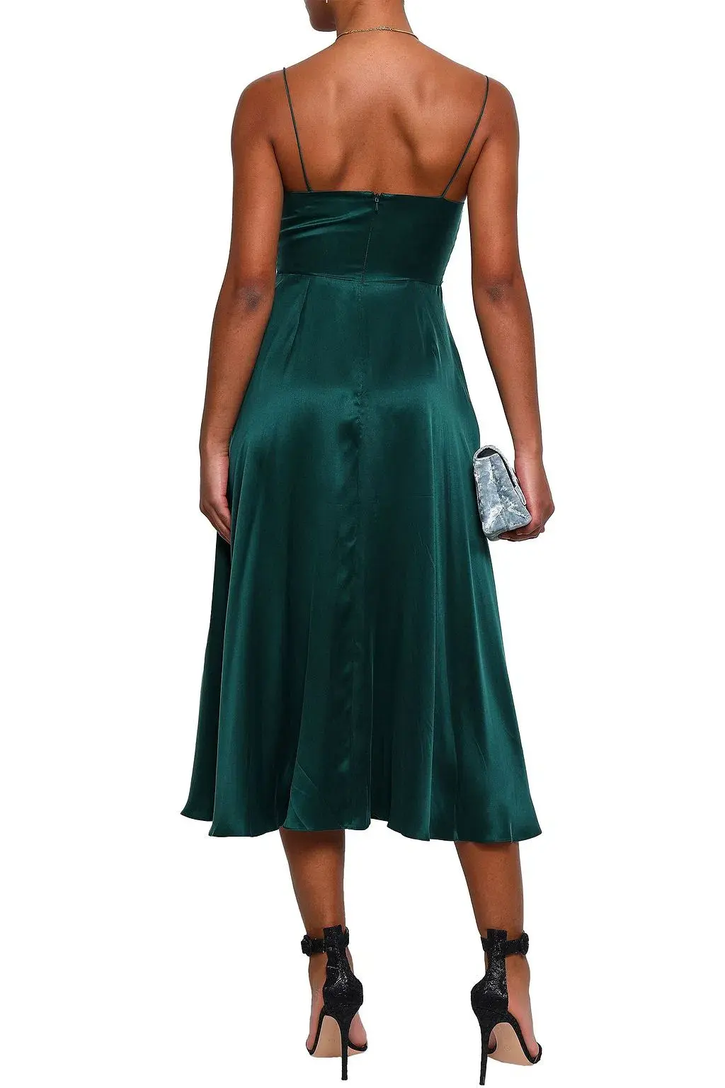Zimmermann Ruched Silk Midi Dress Forest Green Size 8 - Image 2