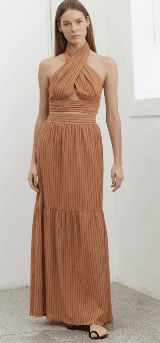 Third Form Halter Top and Maxi Skirt Set Brown Size 8 - Image 1
