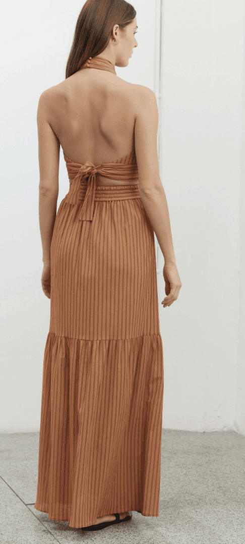Third Form Halter Top and Maxi Skirt Set Brown Size 8 - Image 3