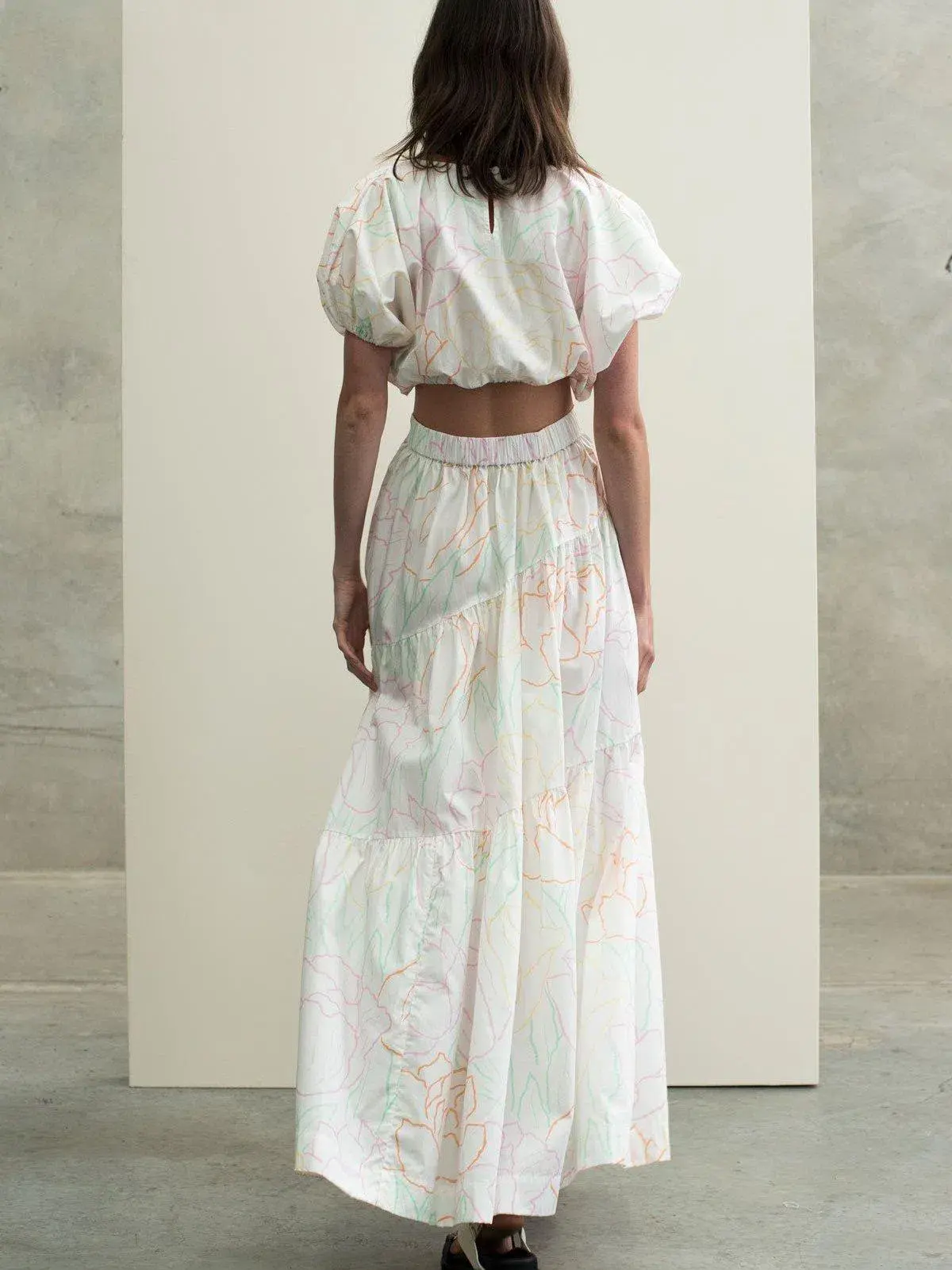 SWF Cropped Tee and Drawstring Tiered Skirt Set Print Size 8 - Image 2