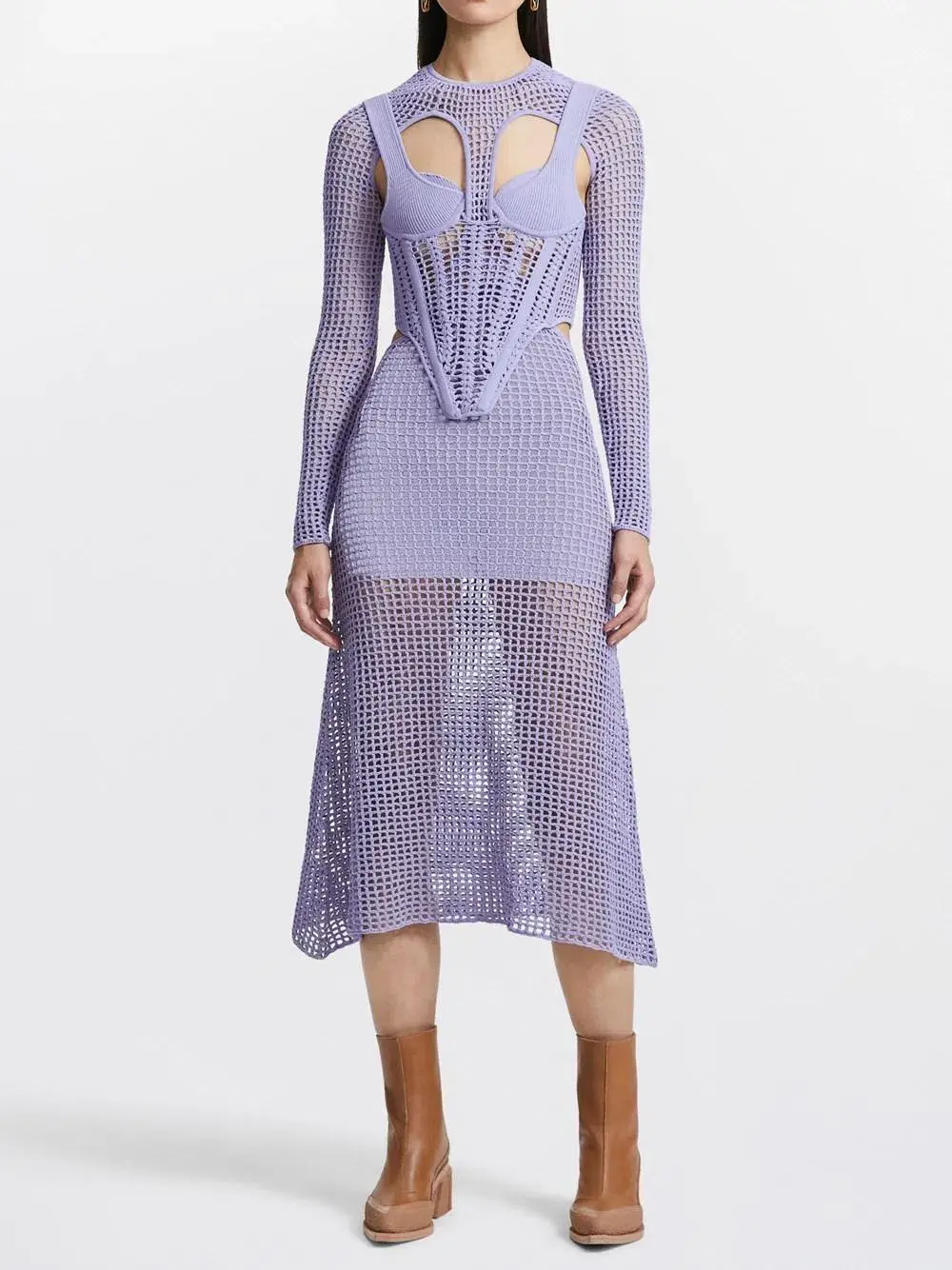 Dion Lee Stirrup crochet Dress - Lilac - Image 1