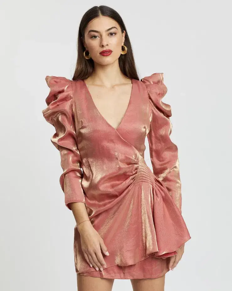 Elliatt Golden Dress Orange/Gold Size 12 - Image 1