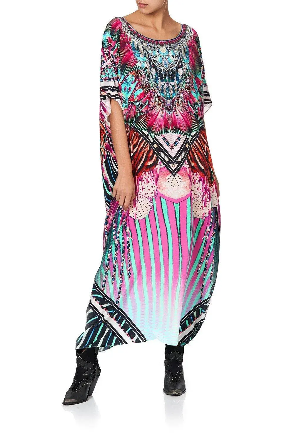 Camilla Rainbow Eyes Round Neck Kaftan One Size - Image 1