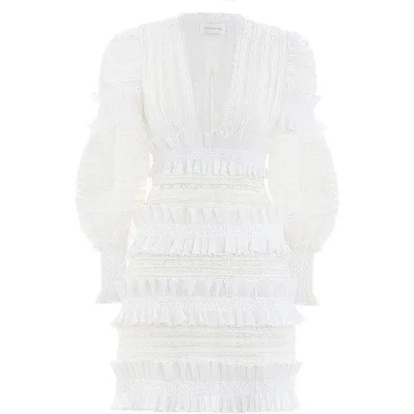 Zimmermann Radiate Smocked Mini Dress White Size 0 / 8 AU - Image 1