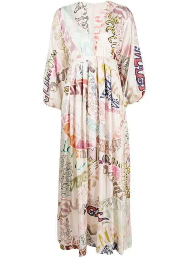 Zimmermann Silk Ladybeetle Word Midi Dress Word Print Size 0 - Image 2