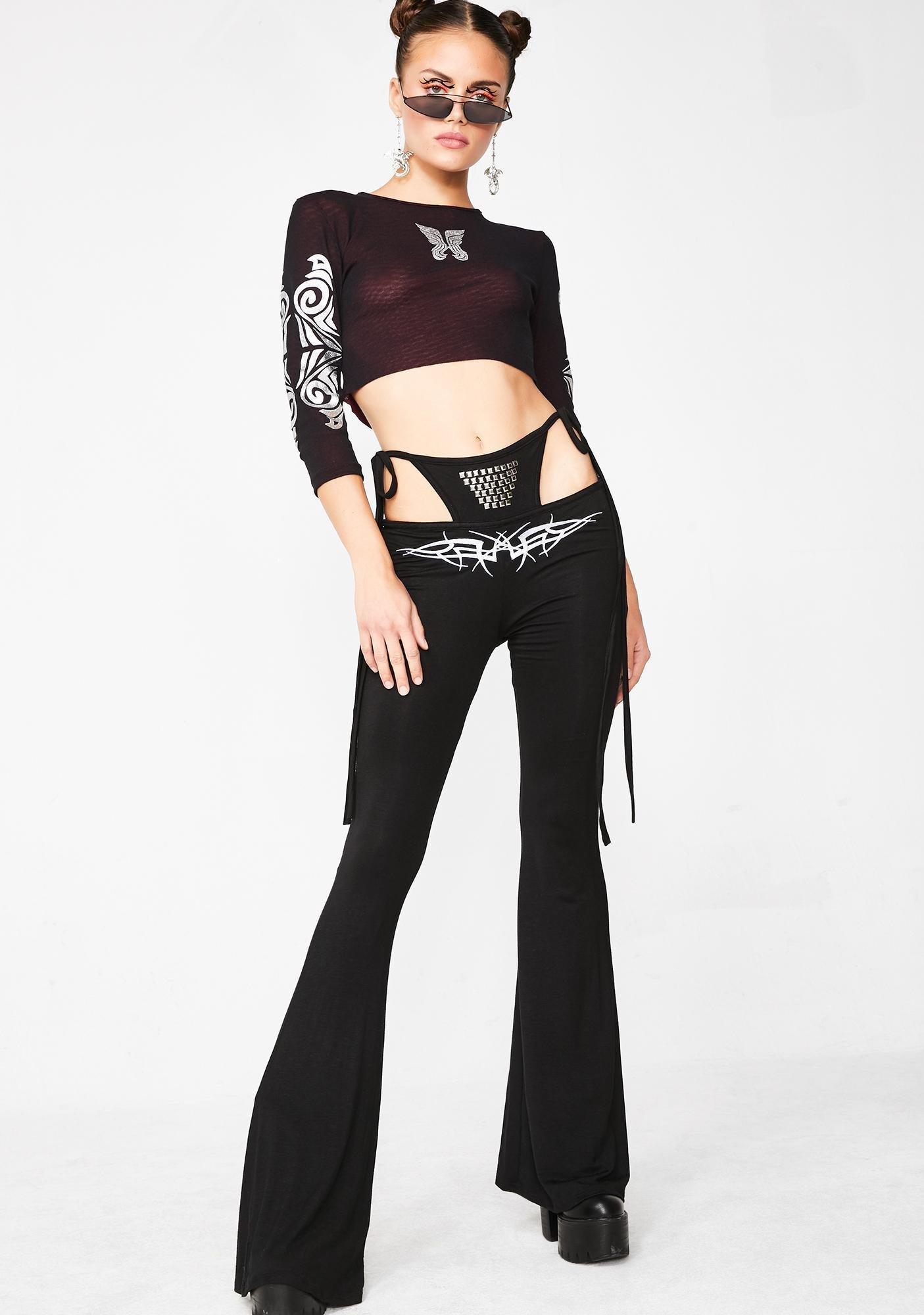 I.AM.GIA O Mighty Tribal G-String Flare Pants Black Size Medium / AU 10 - Image 1