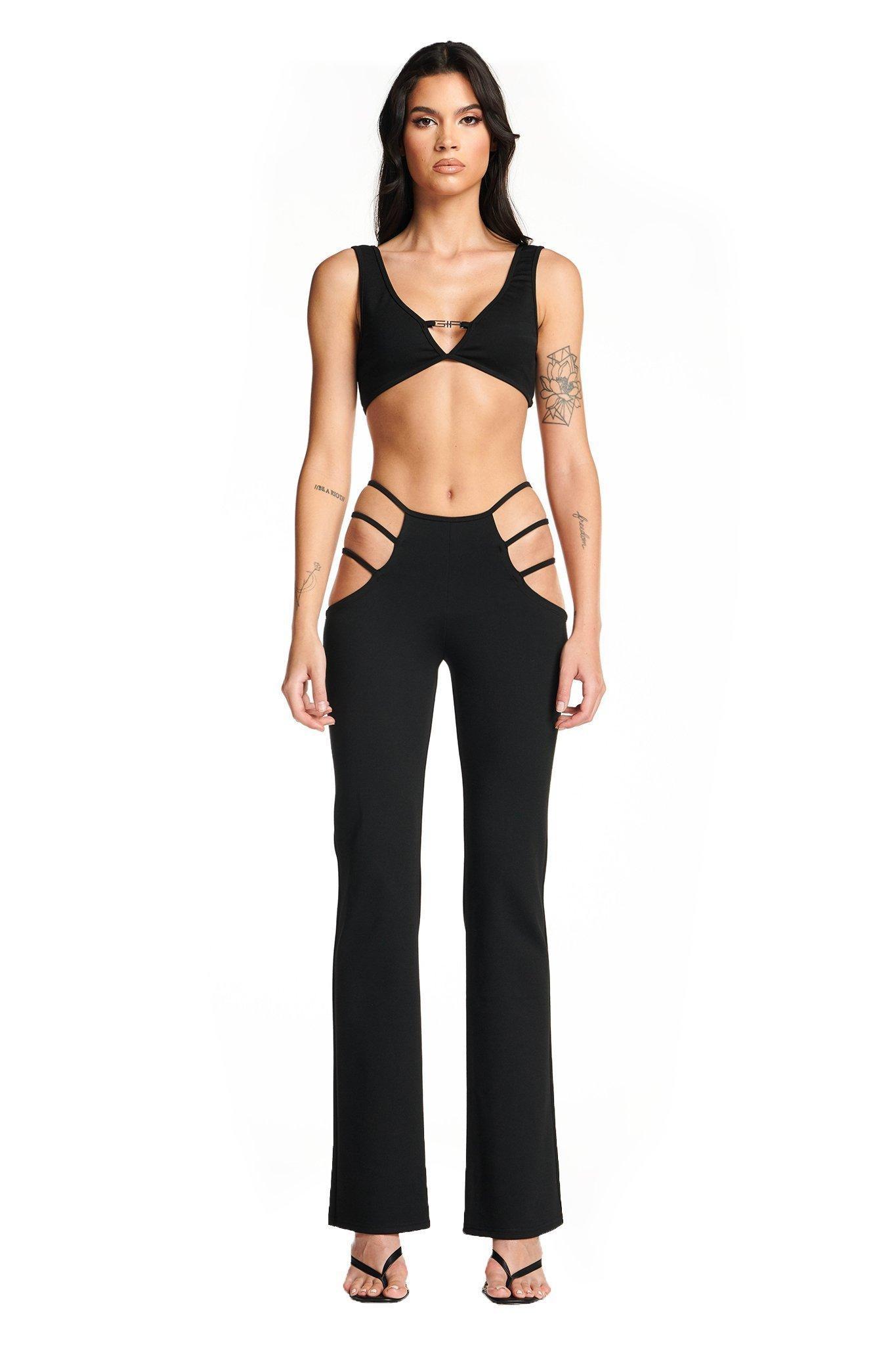 I. AM. GIA Lucid Crop Top & Pants Set Black Size XXS - Image 1