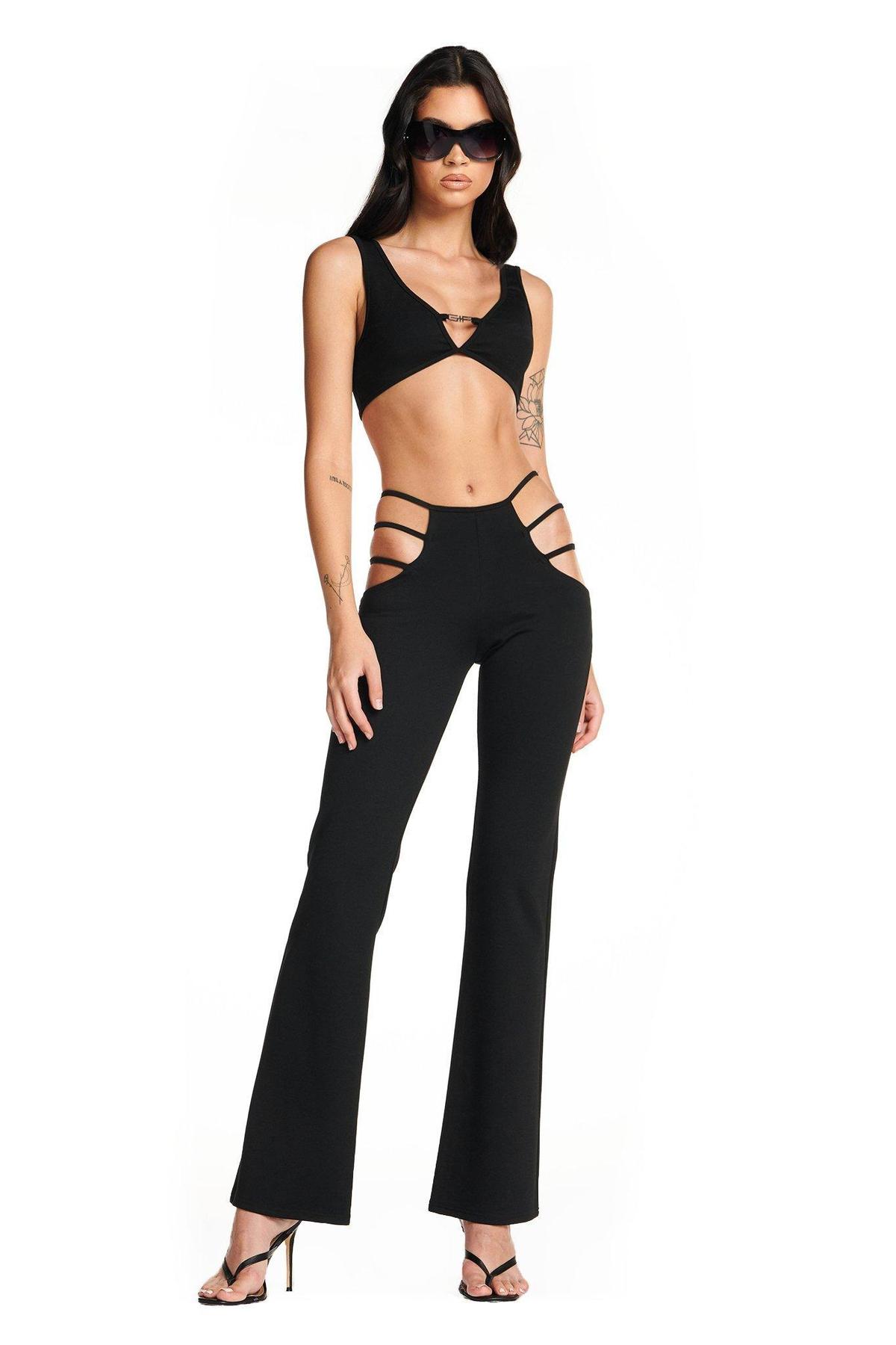 I. AM. GIA Lucid Crop Top & Pants Set Black Size XXS - Image 5