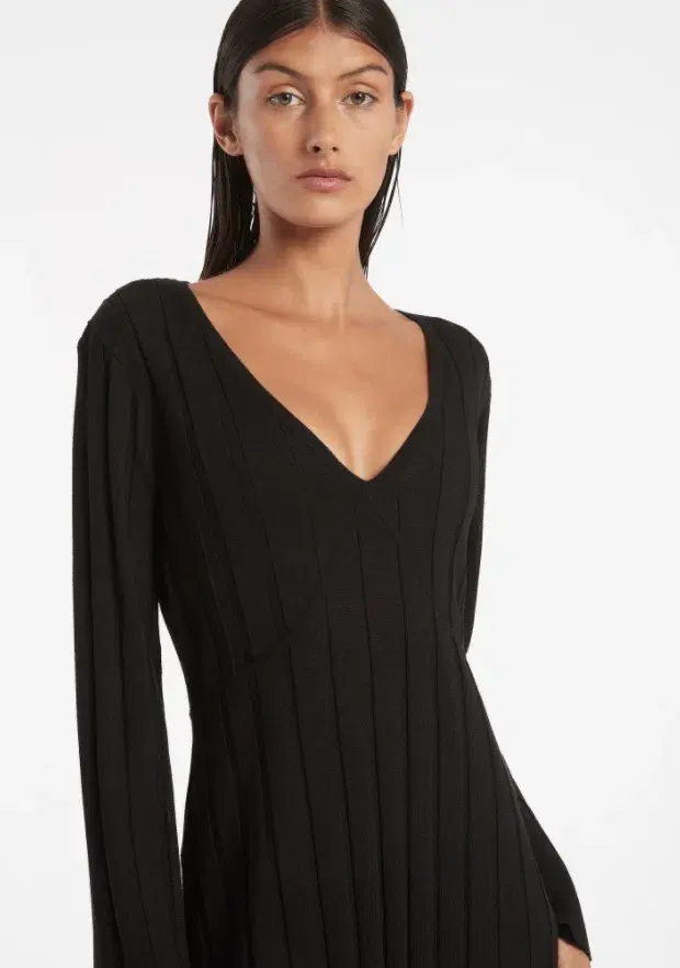 Sir The Label Basile V Neck Midi Dress Black Size 1 | AU 8 - Image 2