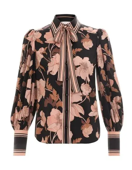 Zimmermann Concert Peonies Shirt Black Peonies Size 8 - Image 4