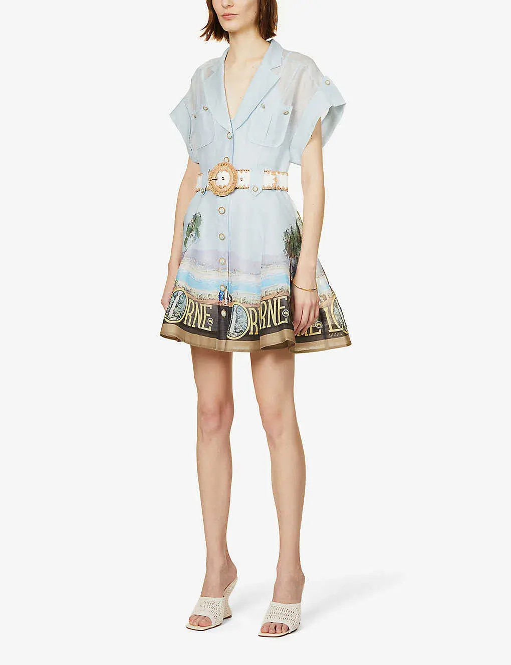 Zimmermann The Postcard Shirt Mini Dress in Lorne Print Size 0 / AU 8 - Image 1