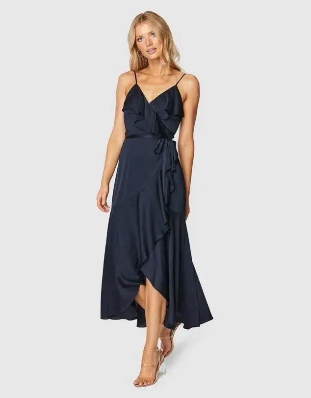 Pilgrim Cindy Midi Dress Size 12 Navy Blue - Image 1