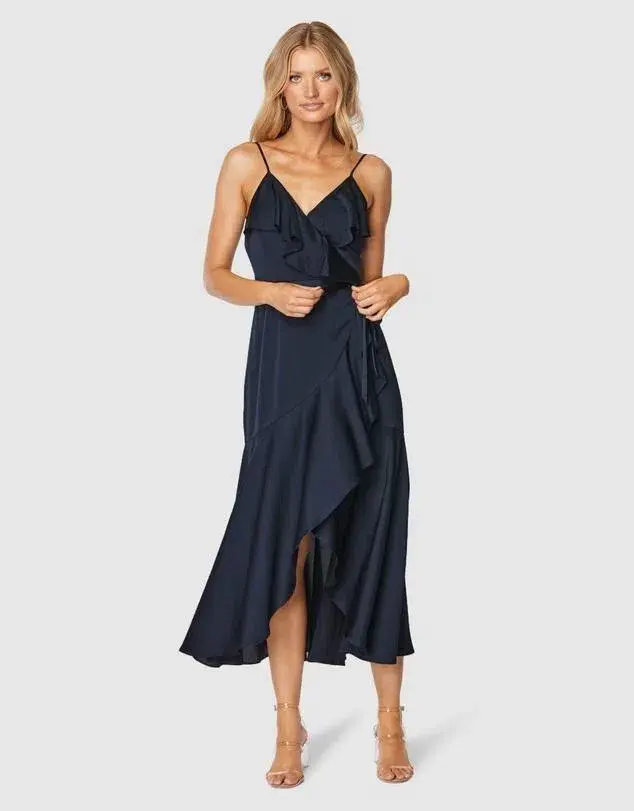 Pilgrim Cindy Midi Dress Size 12 Navy Blue - Image 4