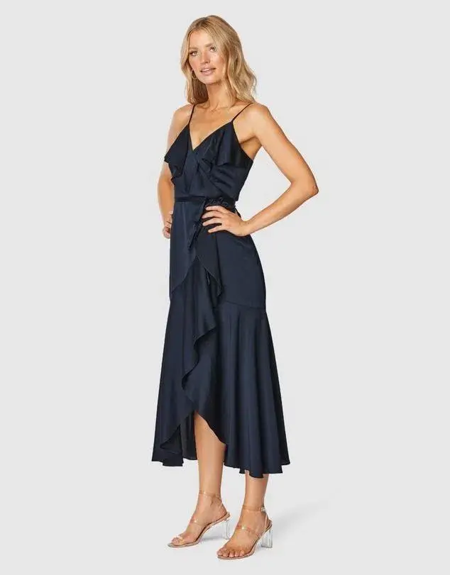 Pilgrim Cindy Midi Dress Size 12 Navy Blue - Image 2