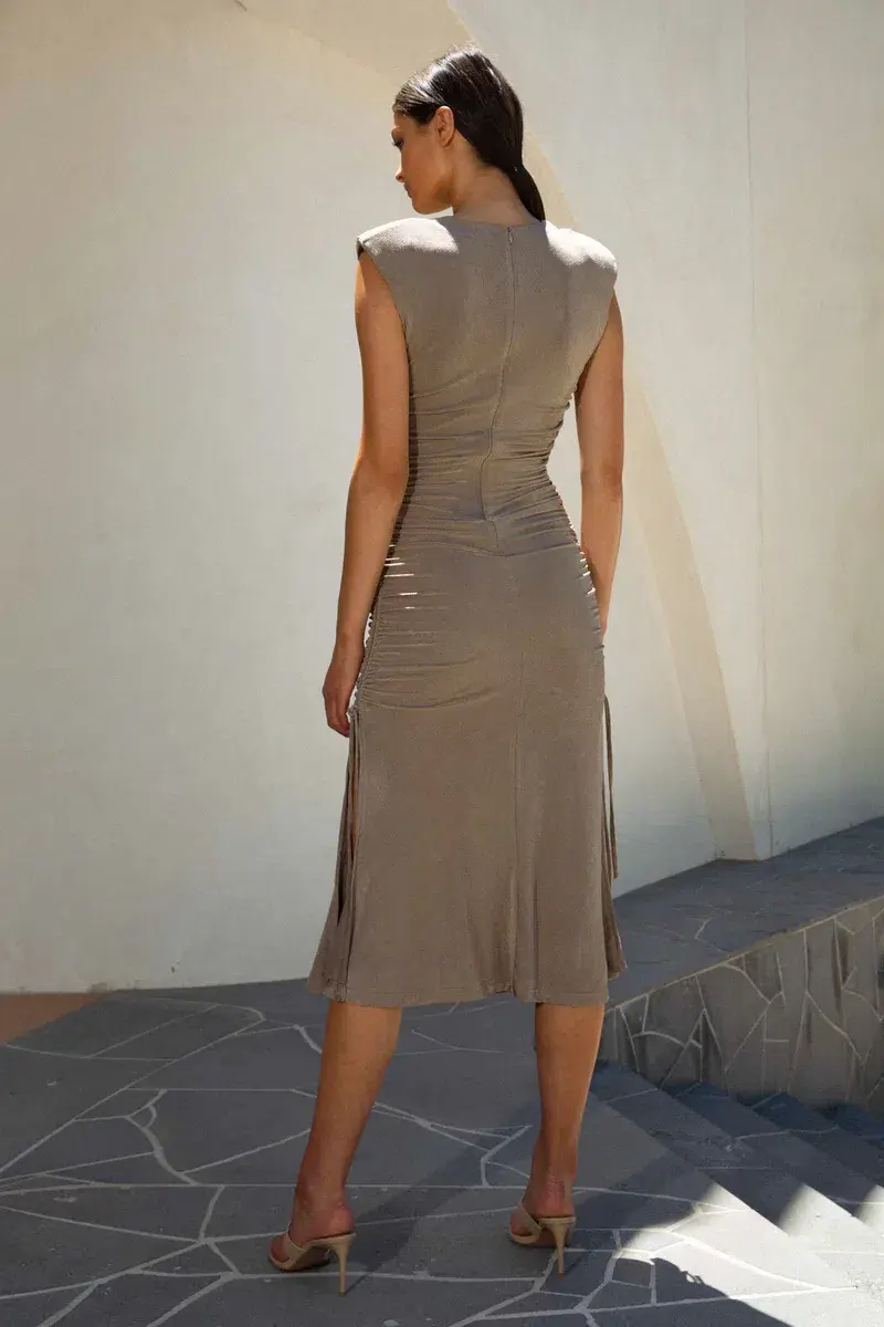 Misha Evangelie Midi Dress Khaki Size 12 - Image 3