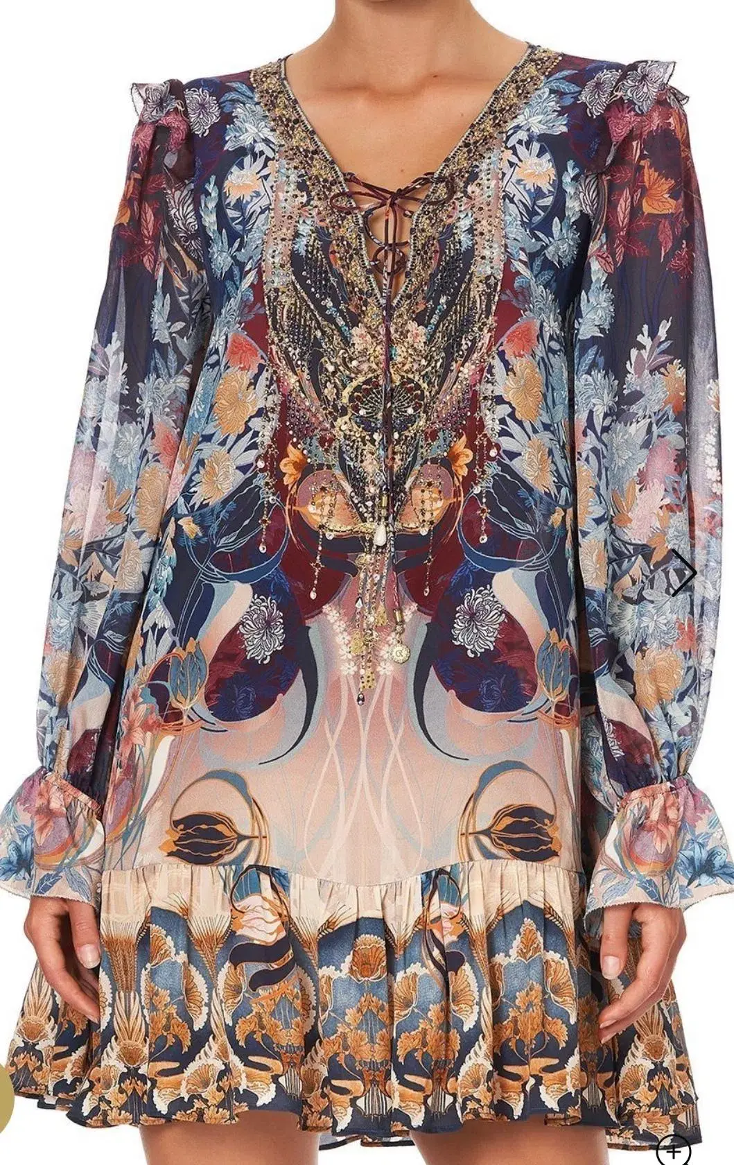 Camilla Nouveau Nights Ruffle Lace Up Dress Print Size XXL - Image 3