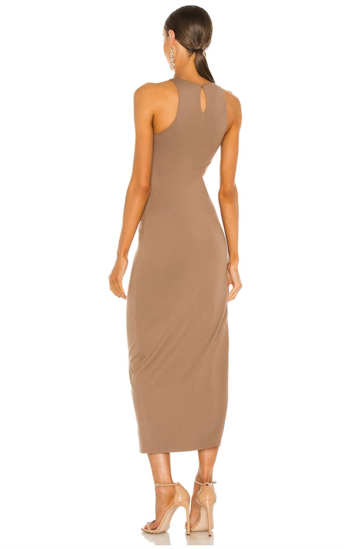 x REVOLVE Rylan Midi Dress in Taupe - Image 3